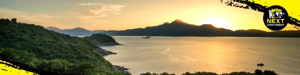A landscape photo of the Da Nang Bay photographed from the heights of Son Tra