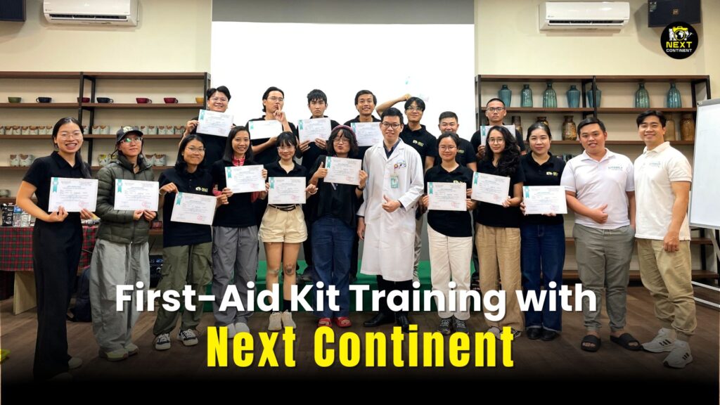 A group of people showcasing their First-Aid Training Certificate