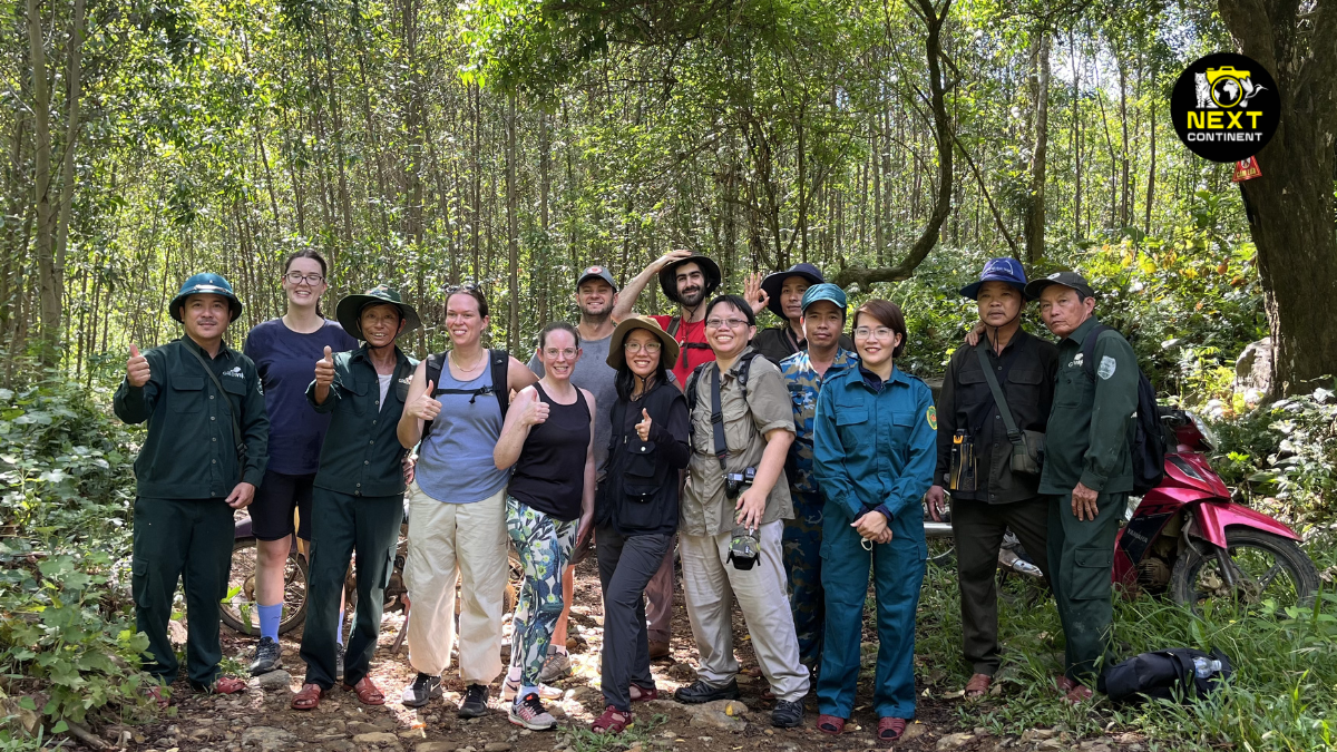 Next Continent guests with Tiên Phong Group during a Grey-shanked Douc Langur experience in Tam Mỹ, Vietnam.